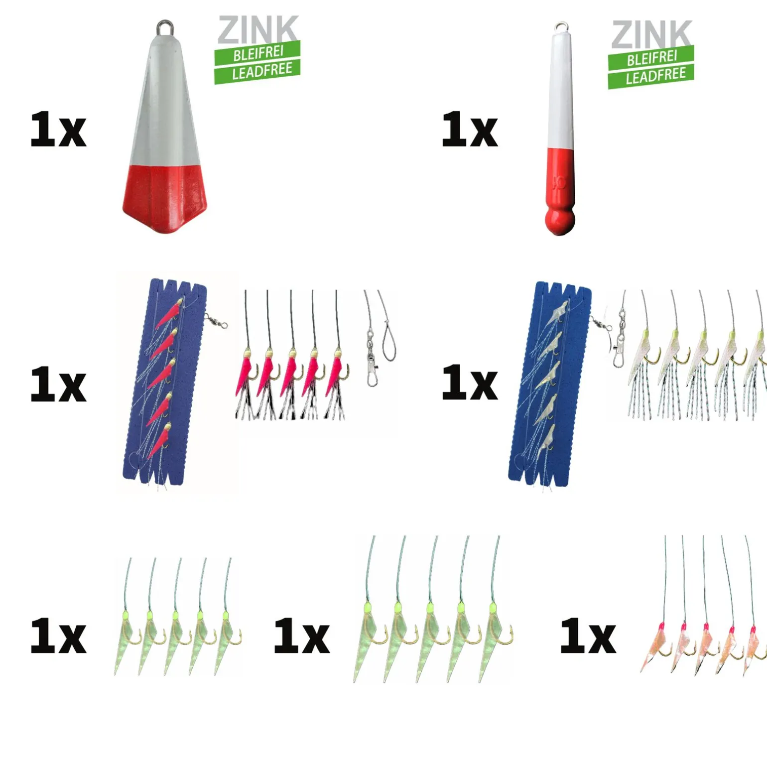 Angelset Hering Gr.L 8 Teile 1x Setzkescher 5x Vorfach 2x Blei
