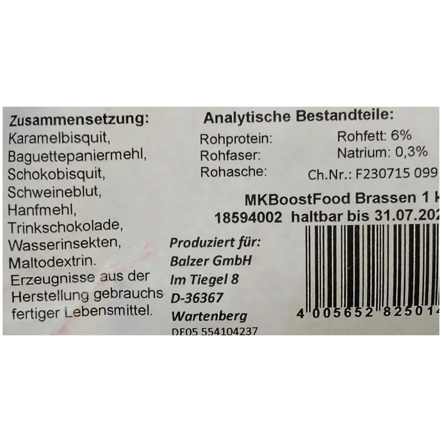 Balzer Matze Koch Boost Food Brasse Grundfutter