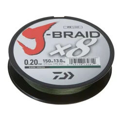 Daiwa J-Braid X8 0,13mm Dunkelgrün Geflochtene Angelschnur Meterware