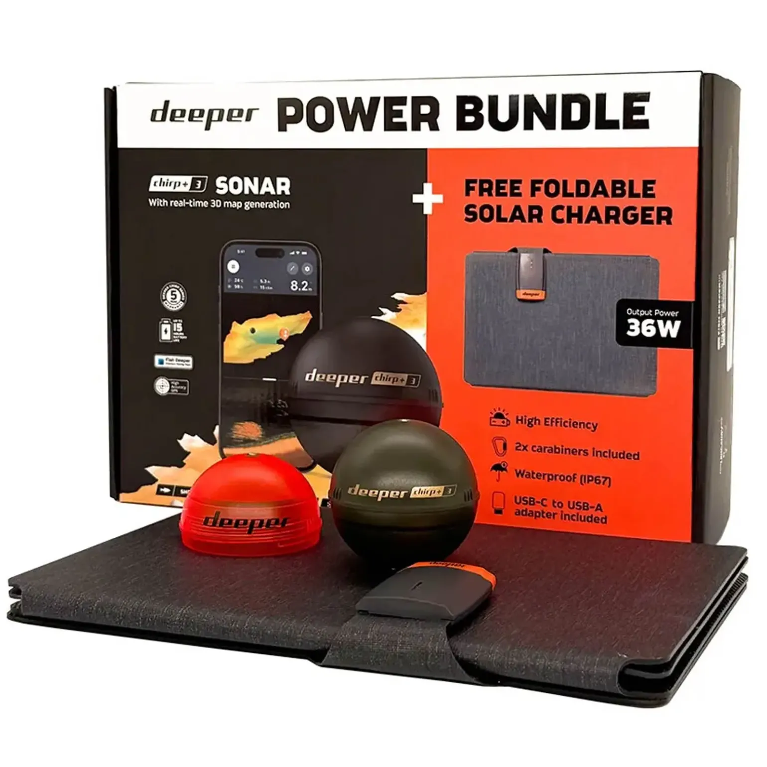 Deeper Chirp+ 3 incl. Solar Panel Power Bundle Echolot