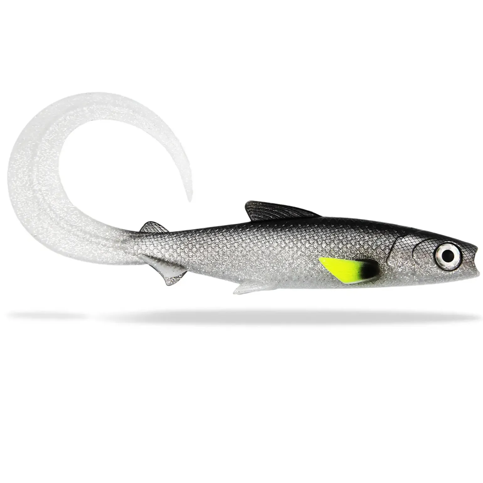 FishingGhost Renky Shad CRL 35cm Curly Tail White Fish Pearl Gummifisch