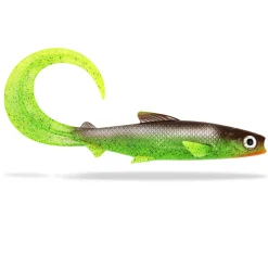 FishingGhost Renky Shad CRL 35cm Curly Tail Choco Chartreuse Gummifisch