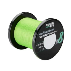 Fishing-King Tackle 8-fach Geflochtene Schnur Chartreuse 0,14mm Zander Wunschlänge
