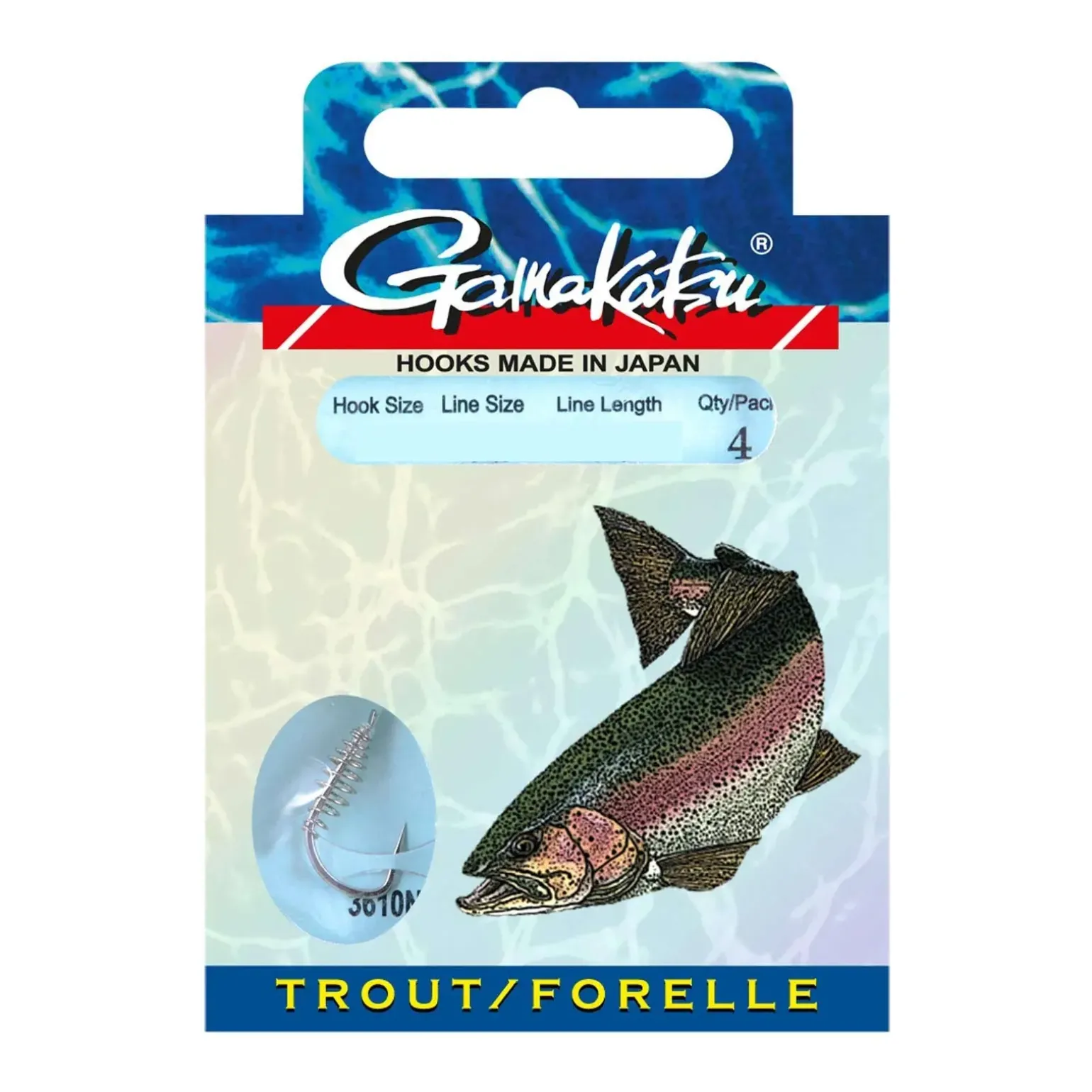Gamakatsu Forellenteig 60cm 3610N Gr.8 Vorfachhaken