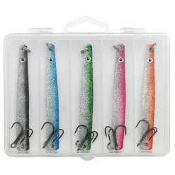 Kinetic Belone Glitter Meerforellen-Blinker Angelset - 5 Meerforellenköder 24g mit Box