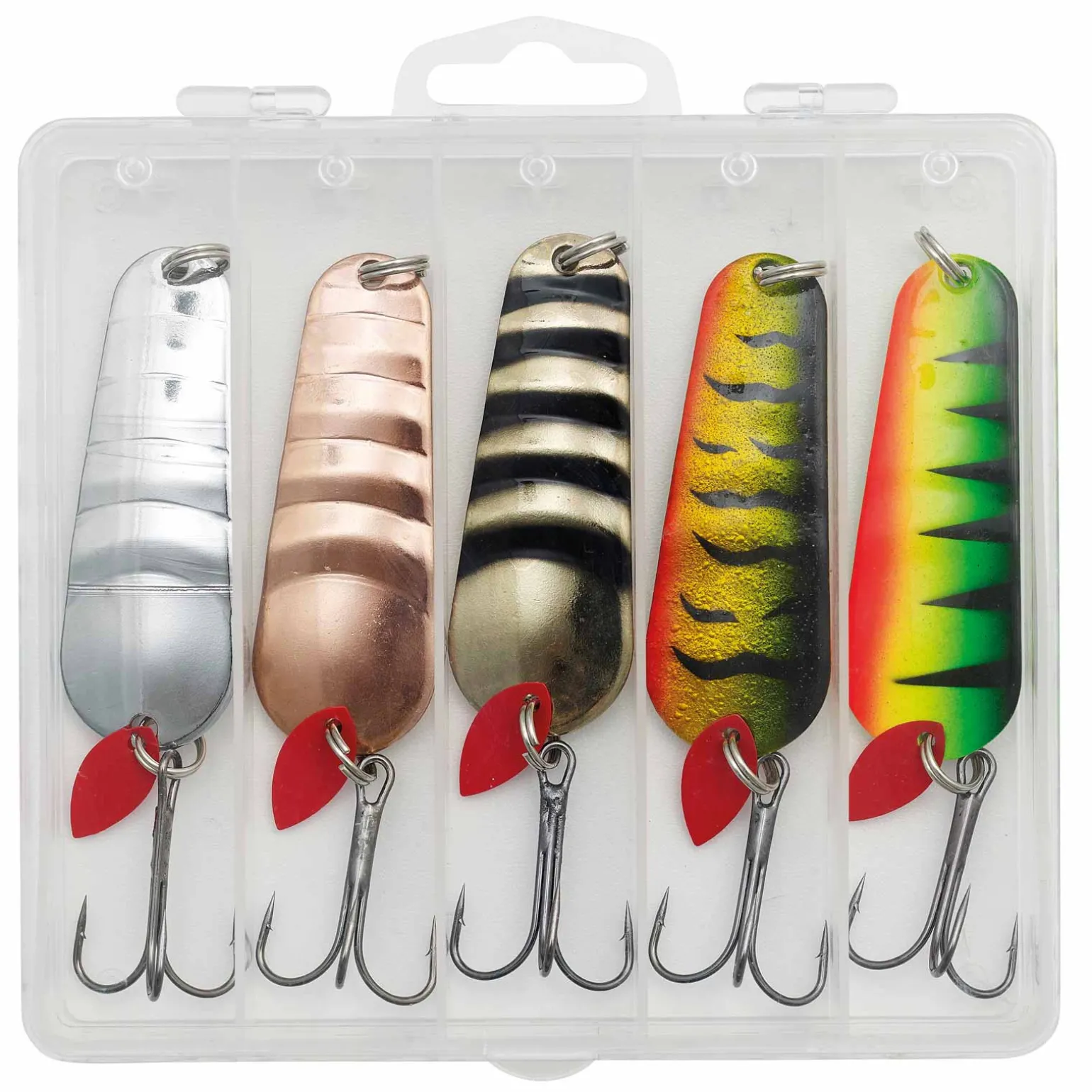 Kinetic PS Hechtblinker Angelset - 5 Hechtköder 28g mit Köderbox