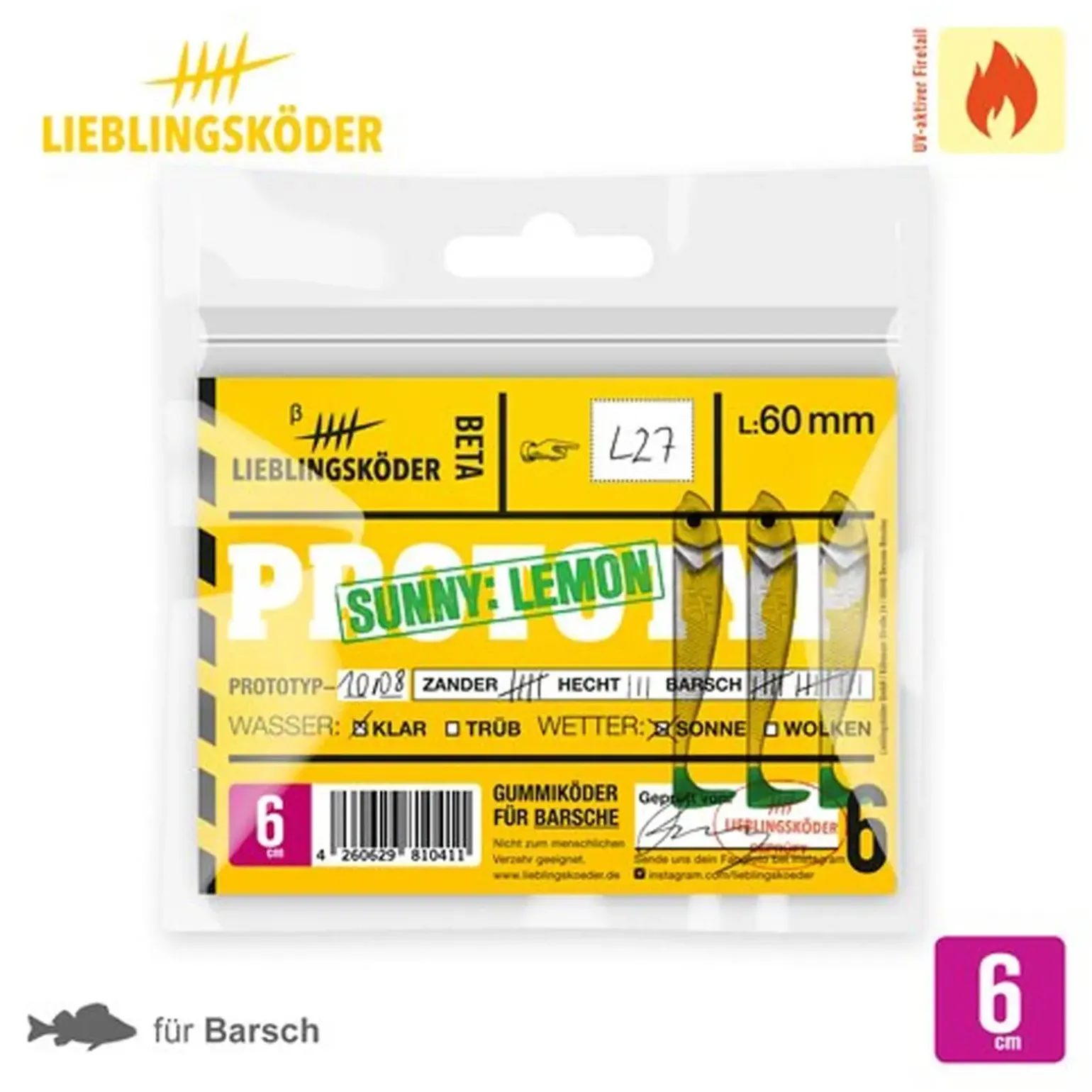 Lieblingsköder 6,0cm Sunny Lemon Gummifisch