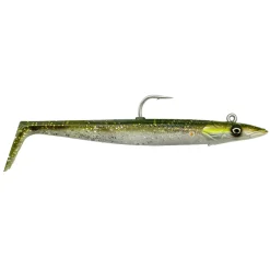 Savage Gear Sandeel V2 15.5cm 46g Green Silver 2+1 Teile Gummifisch montiert